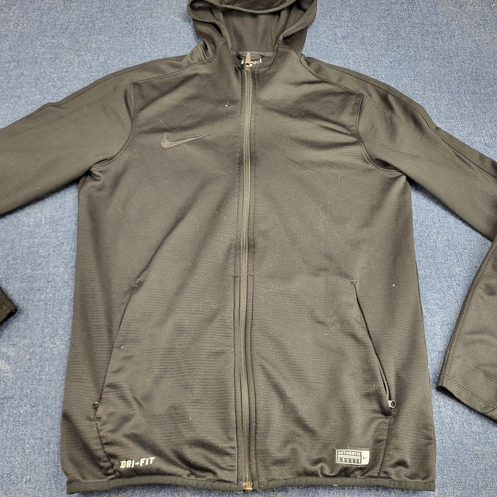 Nike Dri-FIT Authentic Soccer Mens Medium Black Full Zip Hoodie Thumbhole Jacket